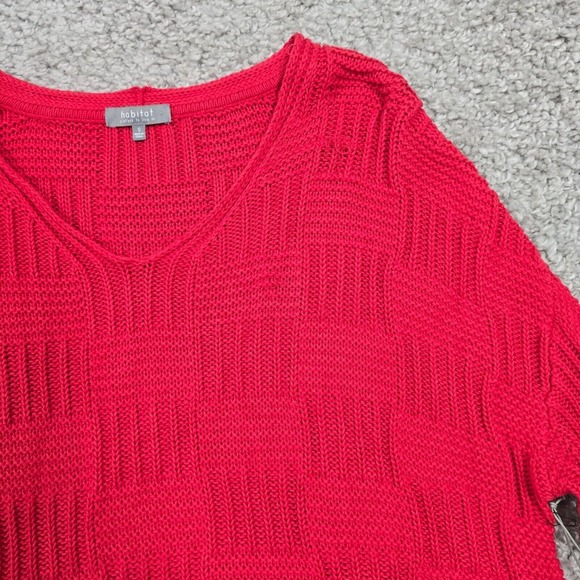 Habitat‎ Clothes To Live In Sweater Womens Small Red Drop Shoulders Knit Stretch - Picture 3 of 12